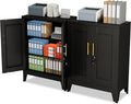 GAIOUS Black Metal File Cabinet with Lock(Two Units), Steel Storage Cabient