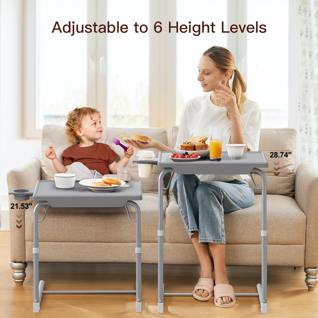 HUANUO Adjustable TV Tray Table with 6 Height & 3 Tilt Adjustments, Gray