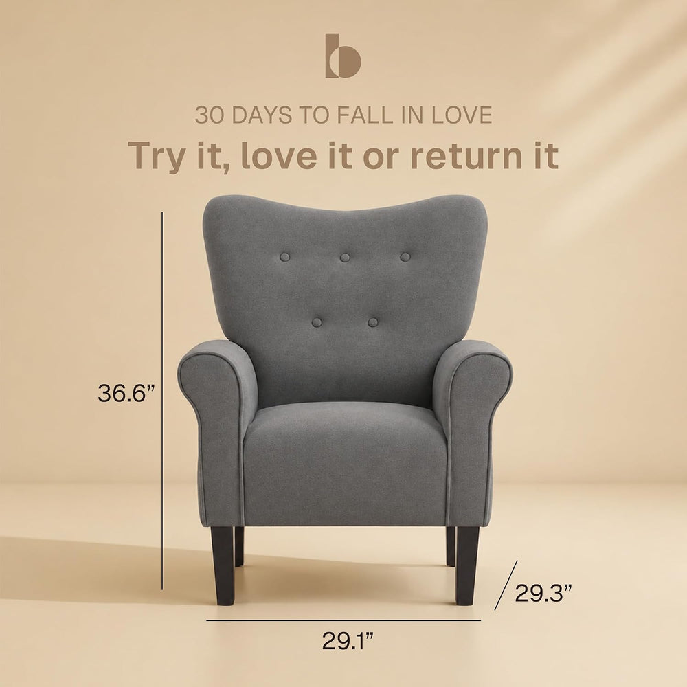 BELLEZE Modern Accent Chair, High Back Armchair, Upholstered Wingback Side Ch...