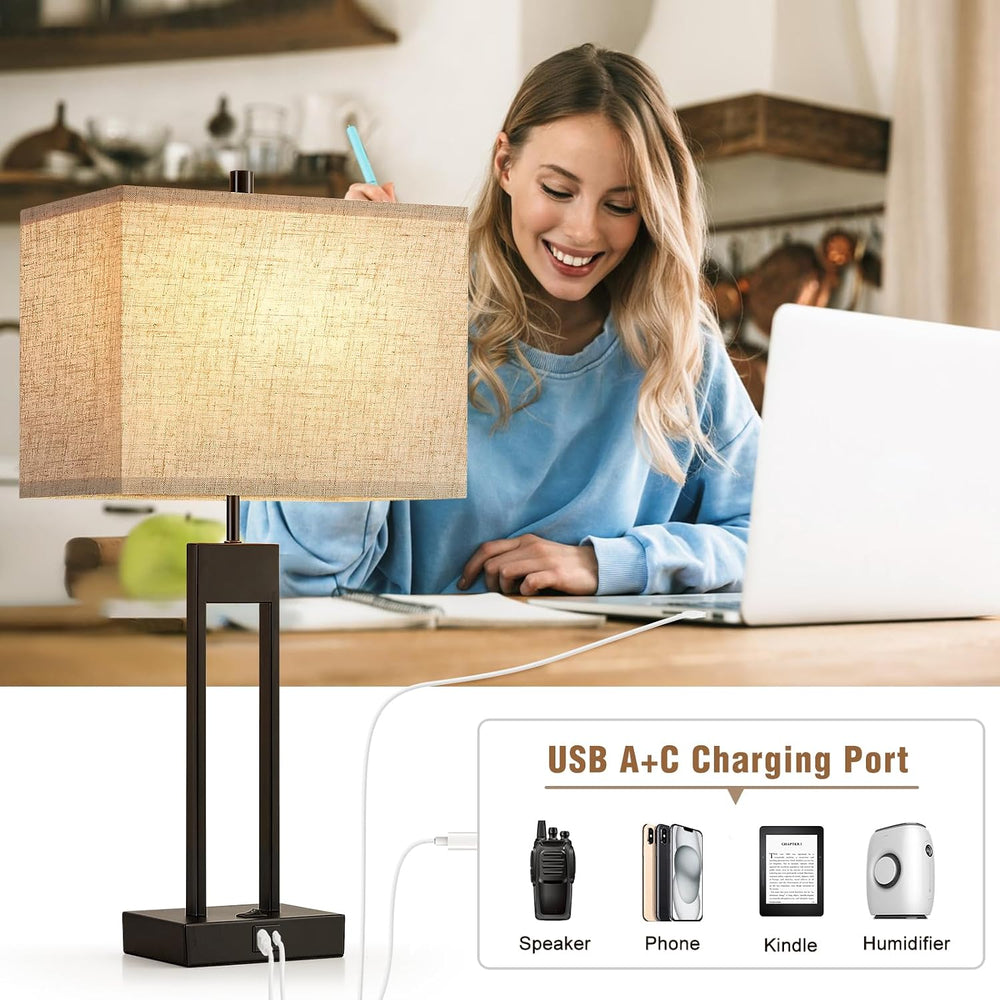 Extra Large 25.5" Nightstand Table Lamps for Bedrooms Set of 2, Bedside ...