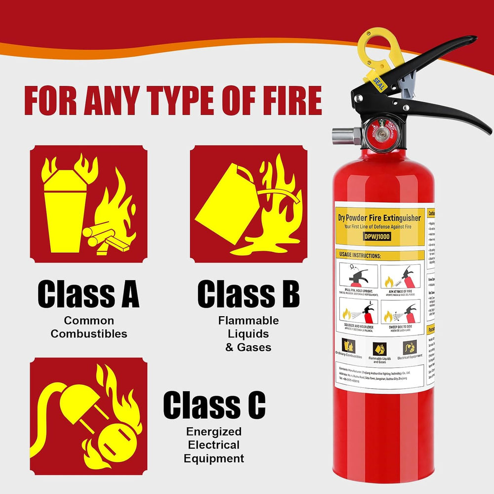 4 Pack Fire Extinguishers with Mount, 2.5 lb ABC Dry Chemical 1-A:10-B:C