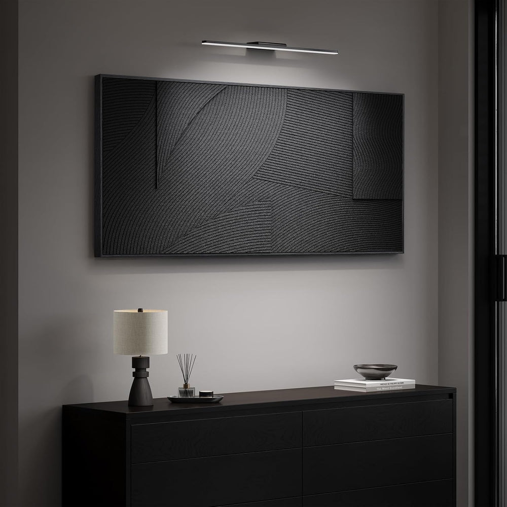Large Framed 3D Black Abstract Wall Art for Living Room Horizontal 60x30 In