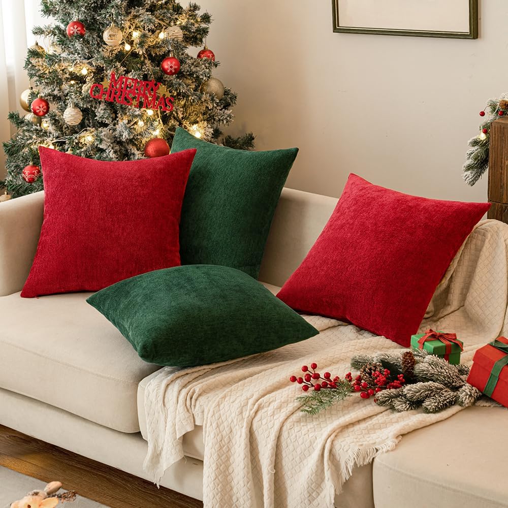 MIULEE Pack of 2 Red Decorative Christmas Pillow Covers 22x22 Inch