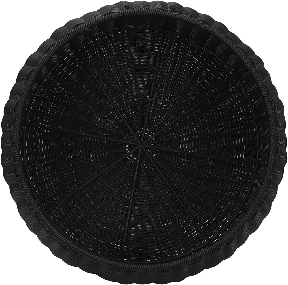 Household Essentials Handwoven Resin Storage Stool Ottoman, Black