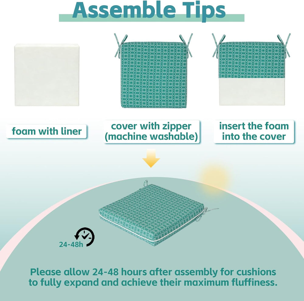 COZYVIDA Outdoor Chair Cushions Set of 4, 20"x20" Square Seat Pads ...