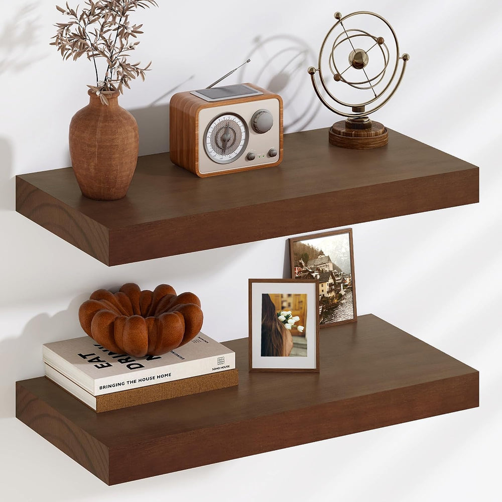 Fun Memories Floating Shelves, 9.3'' Deep Solid Pine Wood Wall Shelve...