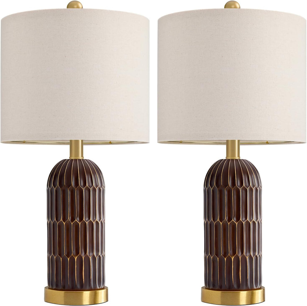 OYEARS 22.5" Bedside Table Lamps Set of 2, Farmhouse Table Lamp with USB...