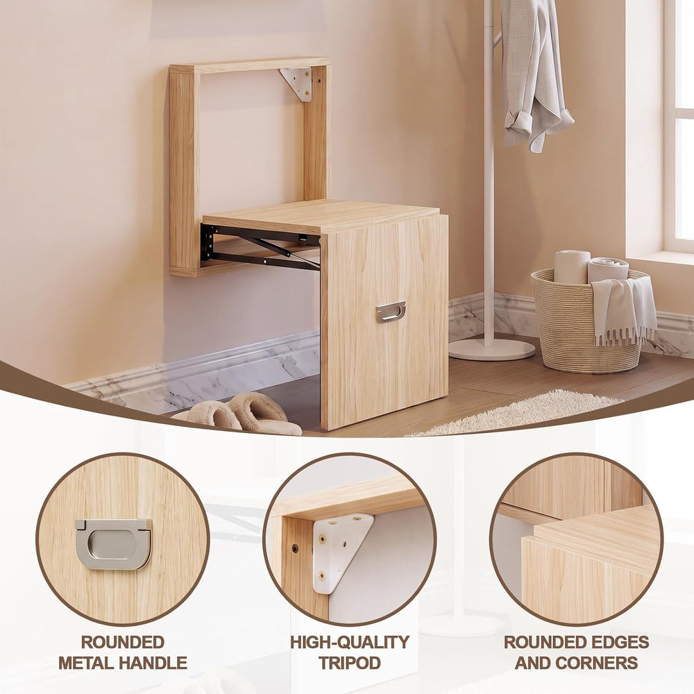 Geelin 1 Pcs Wall Mounted Folding Chair, Modern Entryway Shoe Changing Stool,...