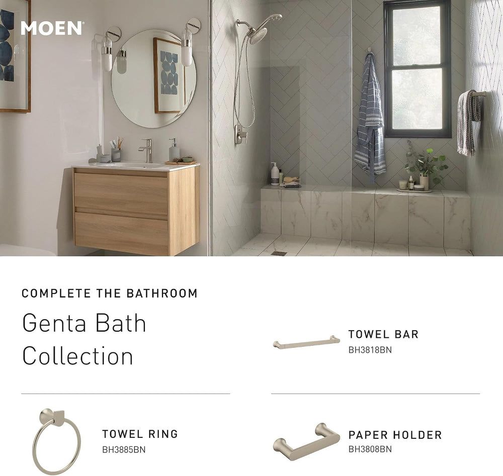 Moen Genta LX Modern Wall Mount Bathroom Hand Towel Ring, Brushed Nickel, BH3...
