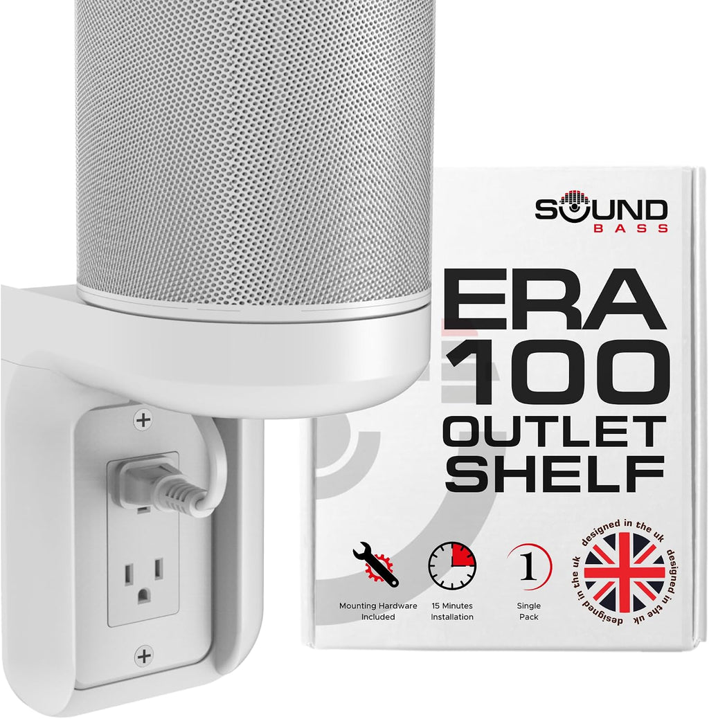 Sound Bass ERA100 Shelf Wall Outlet AC, White, Plug Mount Organizer