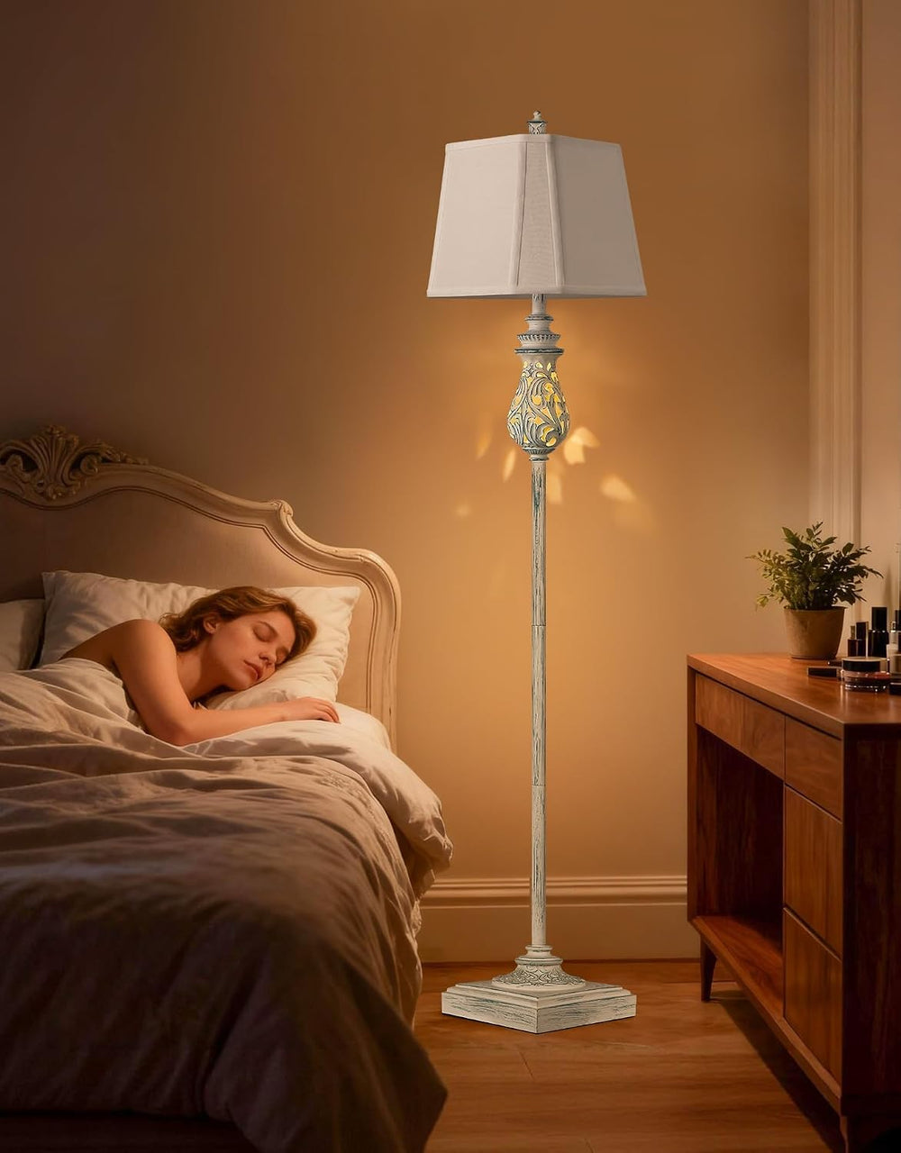 64'' Vintage Floor Lamp with Nightlight, Wash Blue (Bulb Included)