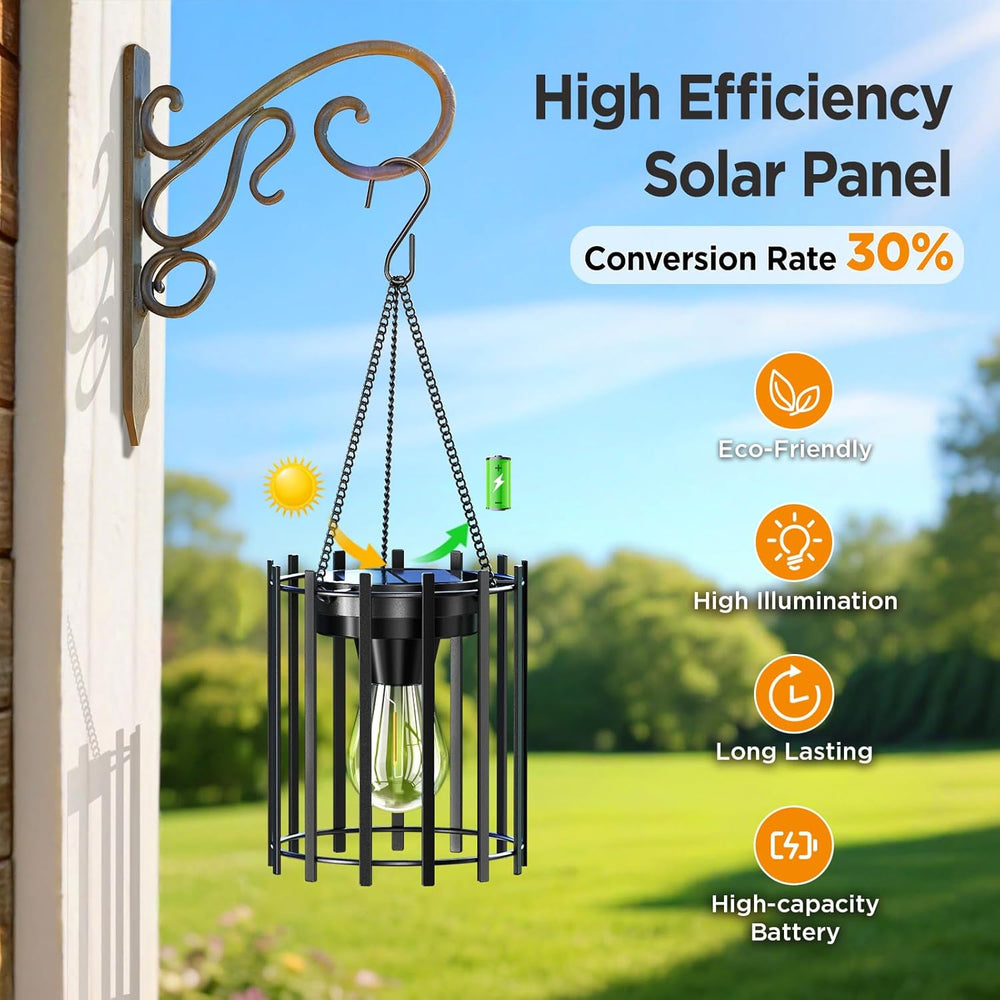 KOOPER Hanging Solar Lanterns Outdoor 2 Pack, Metal Waterproof Solar Lights