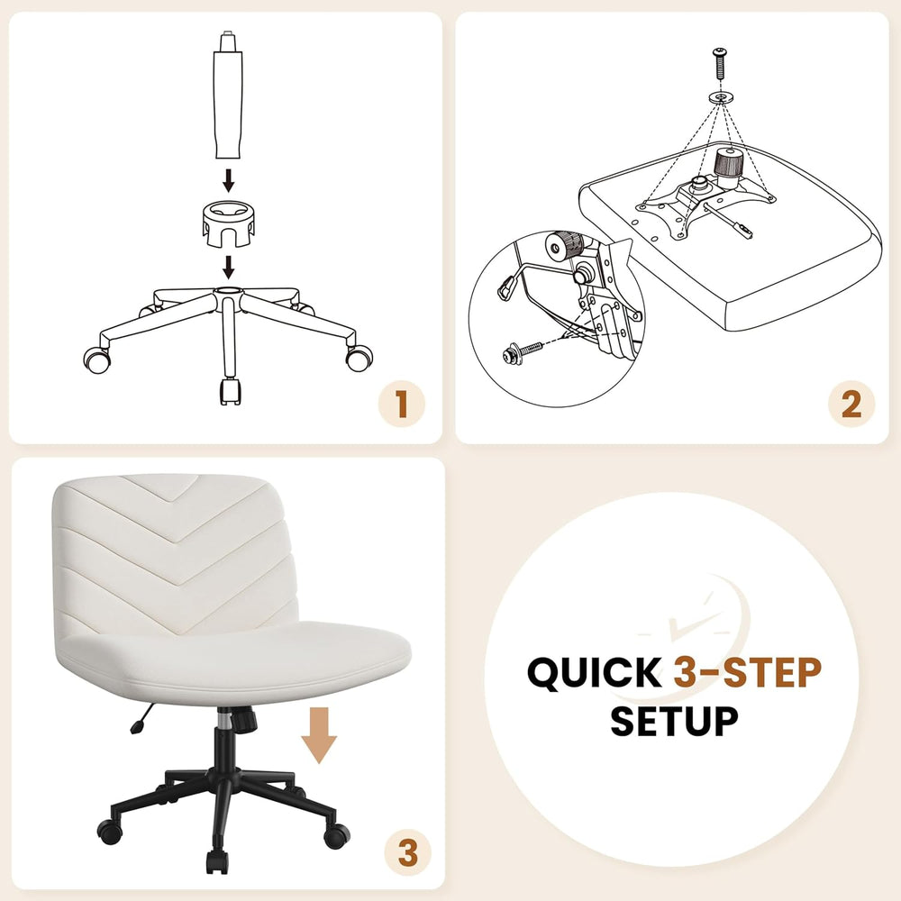 Yaheetech Criss Cross Office Chair with Wheels, Armless Boucle Seat, Beige