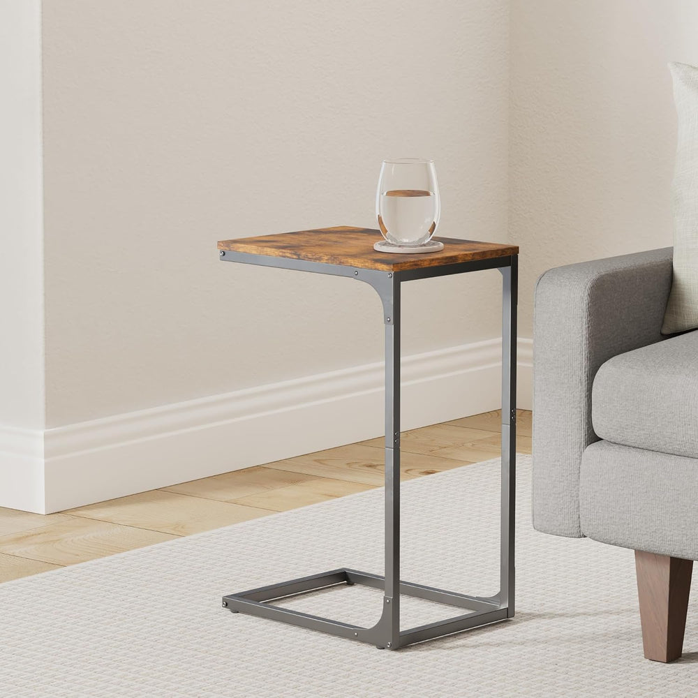 VASAGLE C-Shaped End Table Set of 2, Small Sofa Side Table with Metal Frame