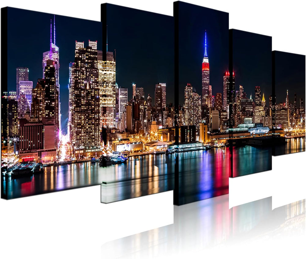 Biuteawal - New York City Canvas Wall Art Manhattan Skyline at Night Picture ...