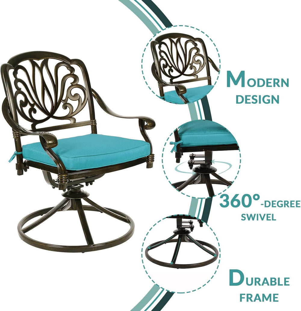 MEETWARM 3-Piece Outdoor Patio Dining Set, All-Weather Cast Aluminum Patio Co...