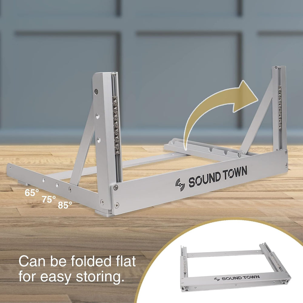 Sound Town 4U Aluminum 2-Post Desktop Open-Frame Rack, Angle Adjustable, for ...