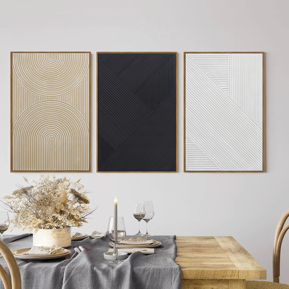 Zessonic Neutral Textured 3D Boho Abstract Hand-Painted Wall Art, 16"x24...