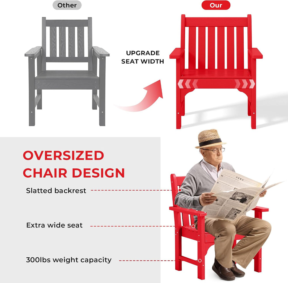 Costaelm Outdoor Dining Arm Chair, Patio HDPE Garden Dining Table Chair, Poly...