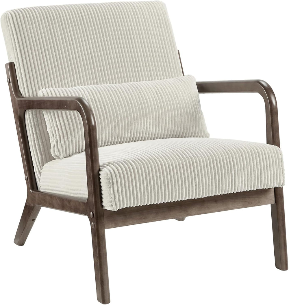 Garvee Mid Century Accent Chair, Upholstered Armchair with Lumbar Pillow