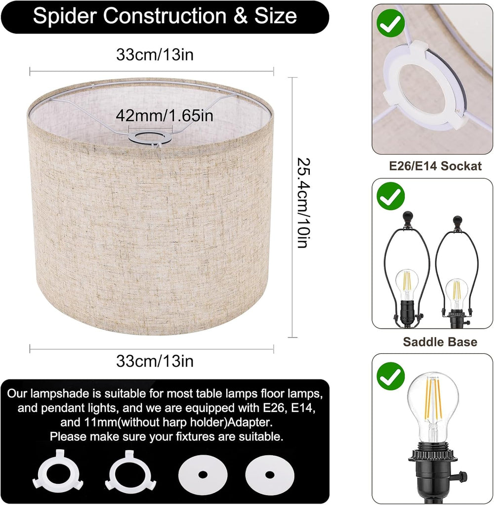 Beige Lamp Shade, Large Drum Lampshade 13''Top X 13'' Bottom ...