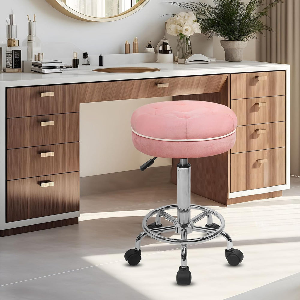 KLASIKA Velet Drafting Stool Chair Padded Seat 360° Swivel Rolling Stools Adj...