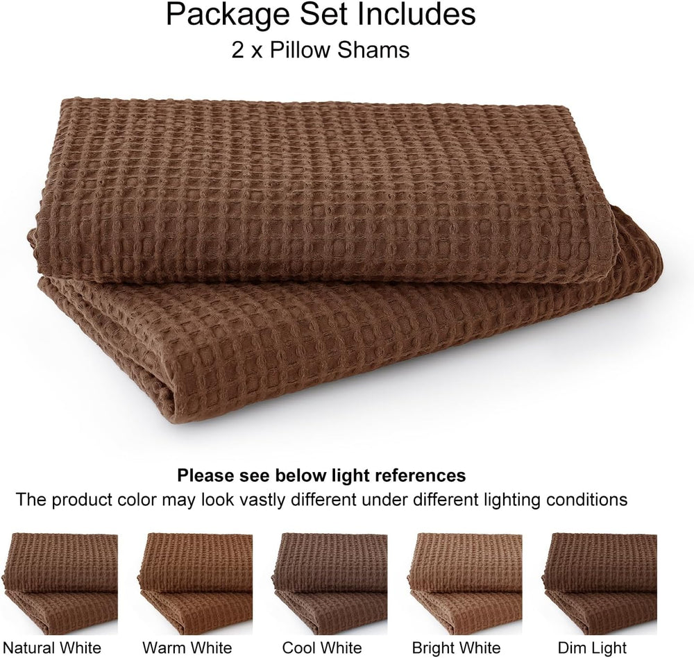 PHF 100% Cotton Waffle Weave Throw Pillow Cover, 24" x 24", No Fill...