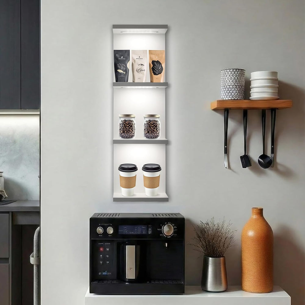 4 Tier LED Wall Shelf, White