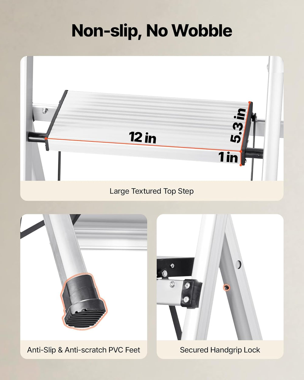 VEVOR 6 Step Ladder, Folding Step Stool with Wide Anti-Slip Pedal and Comfort...