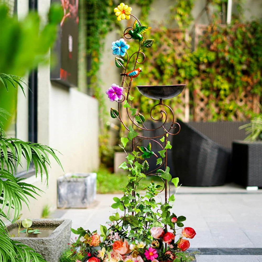 YYWMWM Metal Bird Bath with Trellis for Outside, 57” Height Birdbaths & S...