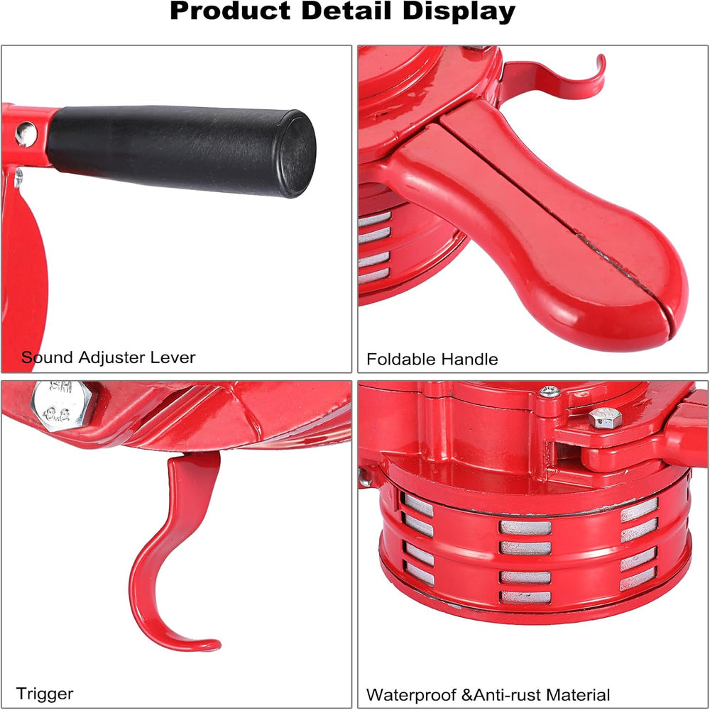 Sumnacon Hand Crank Siren Manual Operated Air Raid Siren with Handle, Red