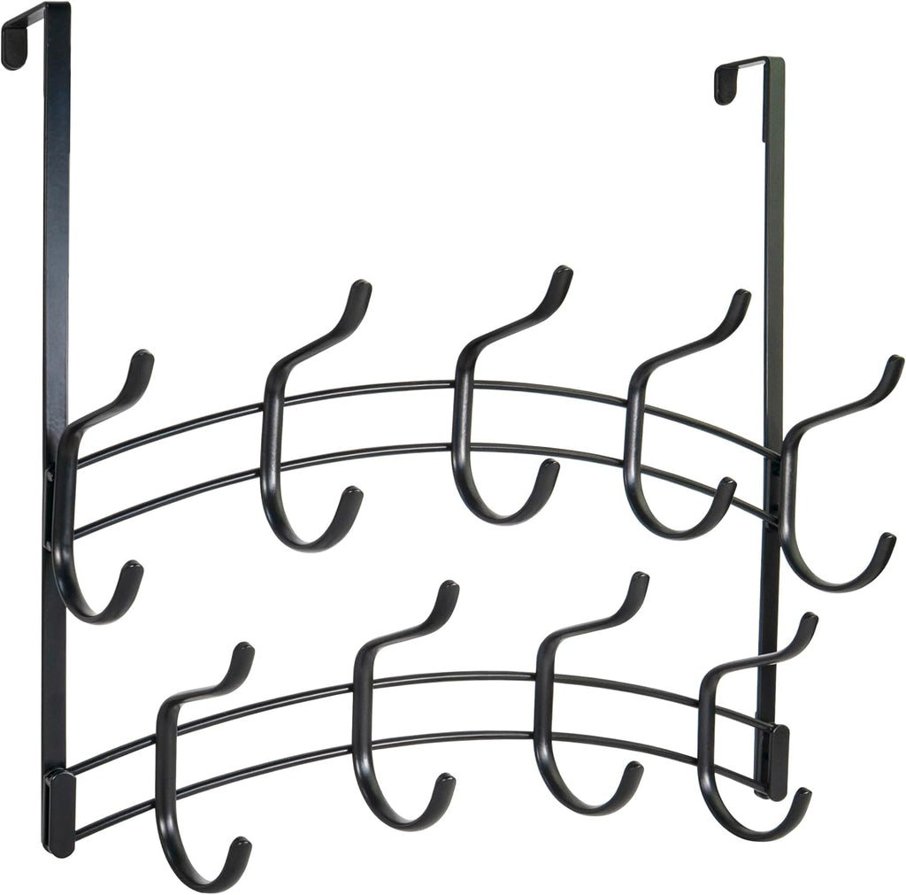 LYNK Professional® Home™ Over the Door Hooks - 18 Hook – Over the Door Coat Rack - Over the Door Hanger - Hanging Towels or Clothes - Bathroom, Bedroom, Laundry Room - Lifetime Ltd. Warranty, Black