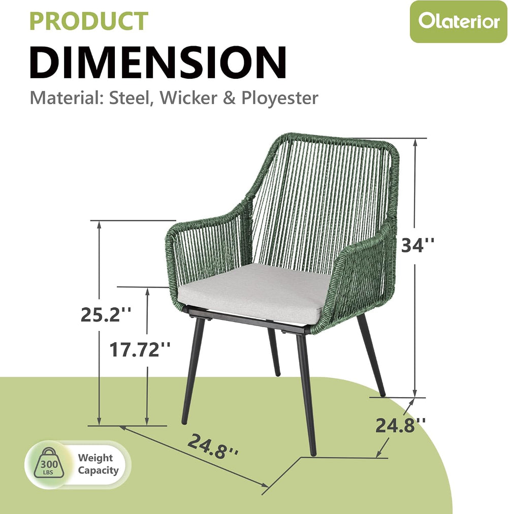 Patio Dining Chairs, Outdoor Dining Chairs with Armrest & Cushion Set of ...
