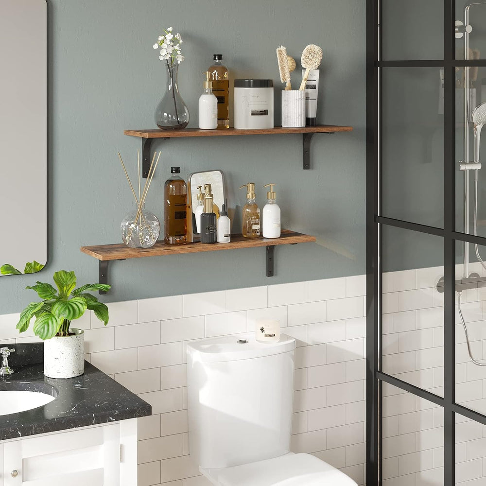 DINZI LVJ Long Wall Shelves, 23.6Inch Wooden Wall Mounted Shelves, Set of 2
