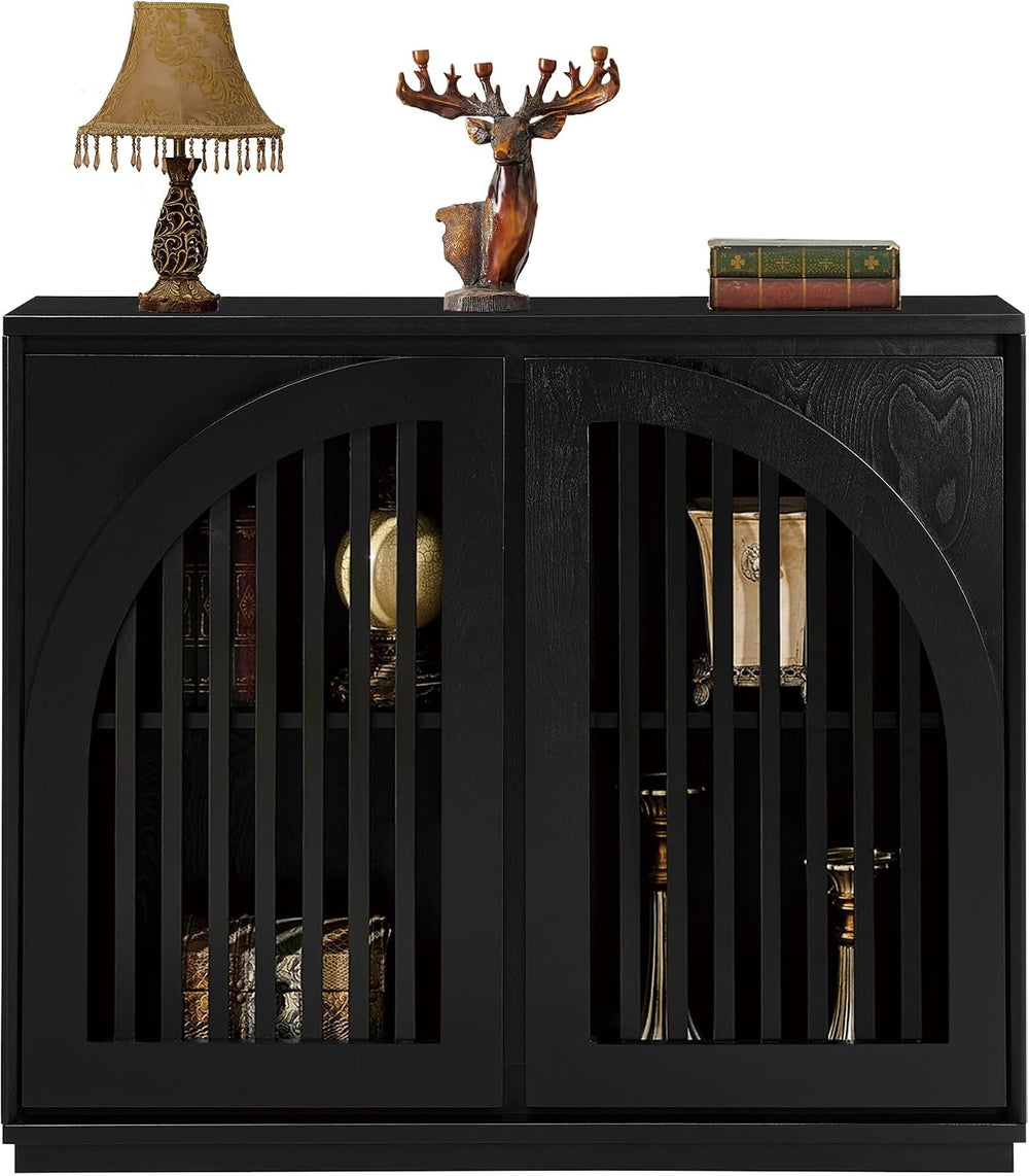 LKTART Black Sideboard Buffet Storage Cabinet,Narrow Small Entryway Cabinet