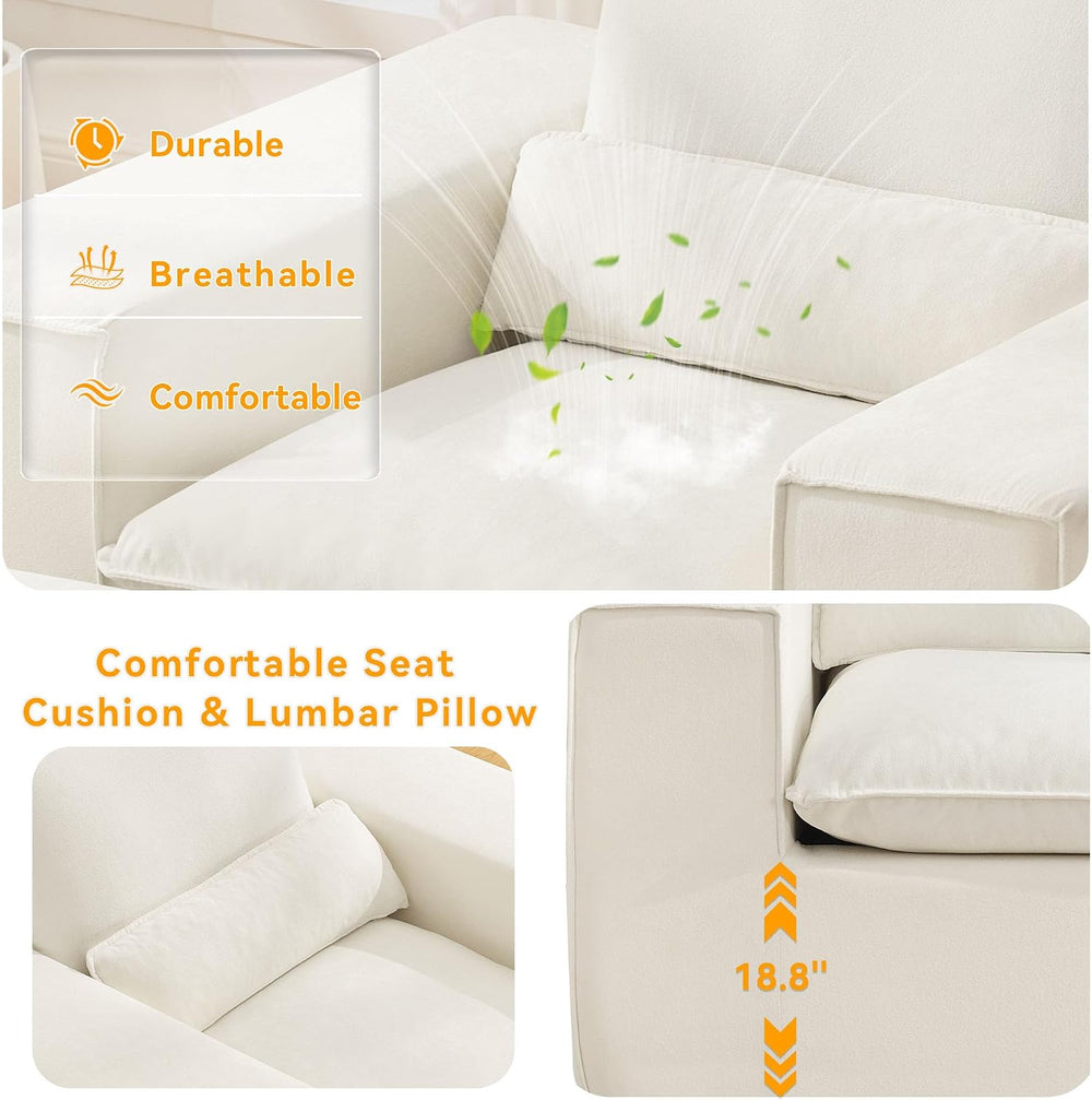 HUBSON Boneless Chaise Lounge Chair Indoor, Modern Deep Seat Boneless Chair w...