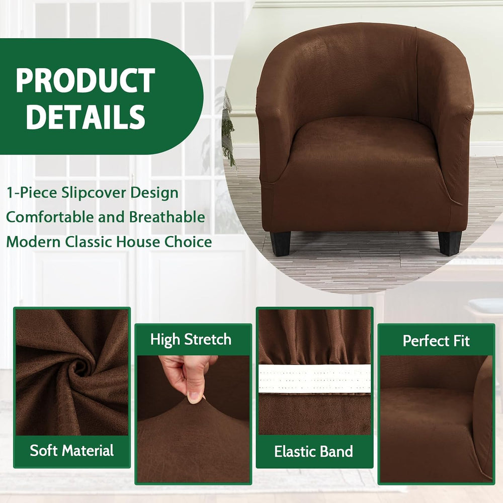 Club Chair Slipcover Stretch Barrel Tub Armchair Covers,Coffee
