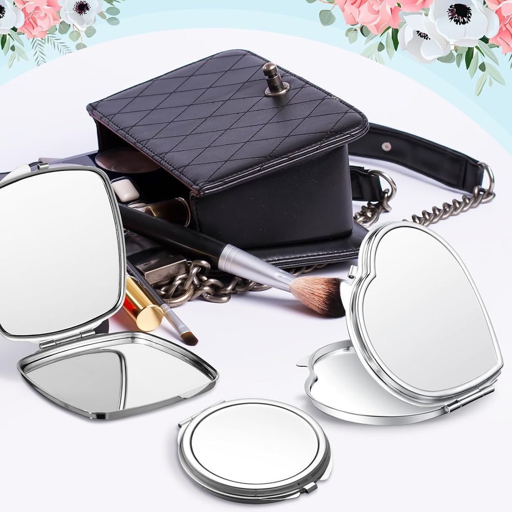 Jetec 18 Pcs Sublimation Blanks Compact Mirror 3 Shapes Heart Round Square