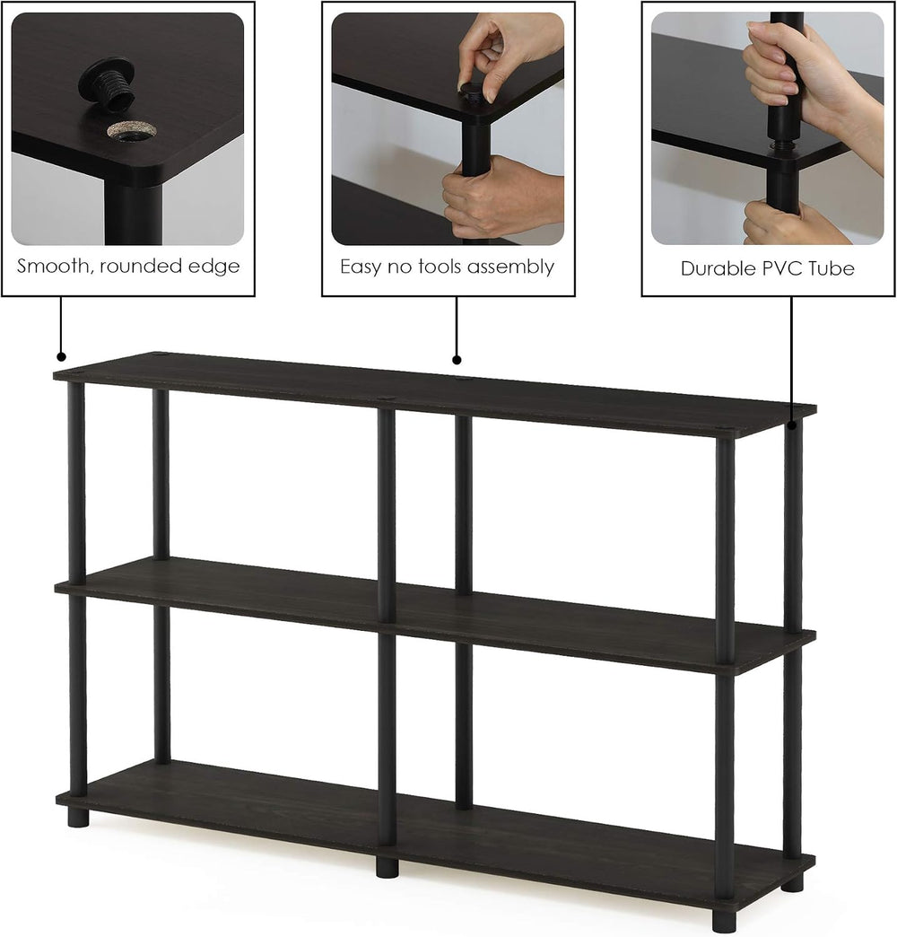 Furinno Turn-N-Tube Toolless Assembly Storage Shelves, 3-Tier 47.4 Inch Book ...