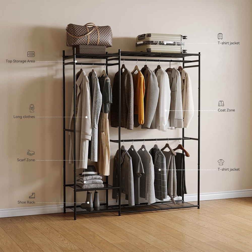 Tall Size Clothing Rack with Shelves, Portable Closet Storage Organizer