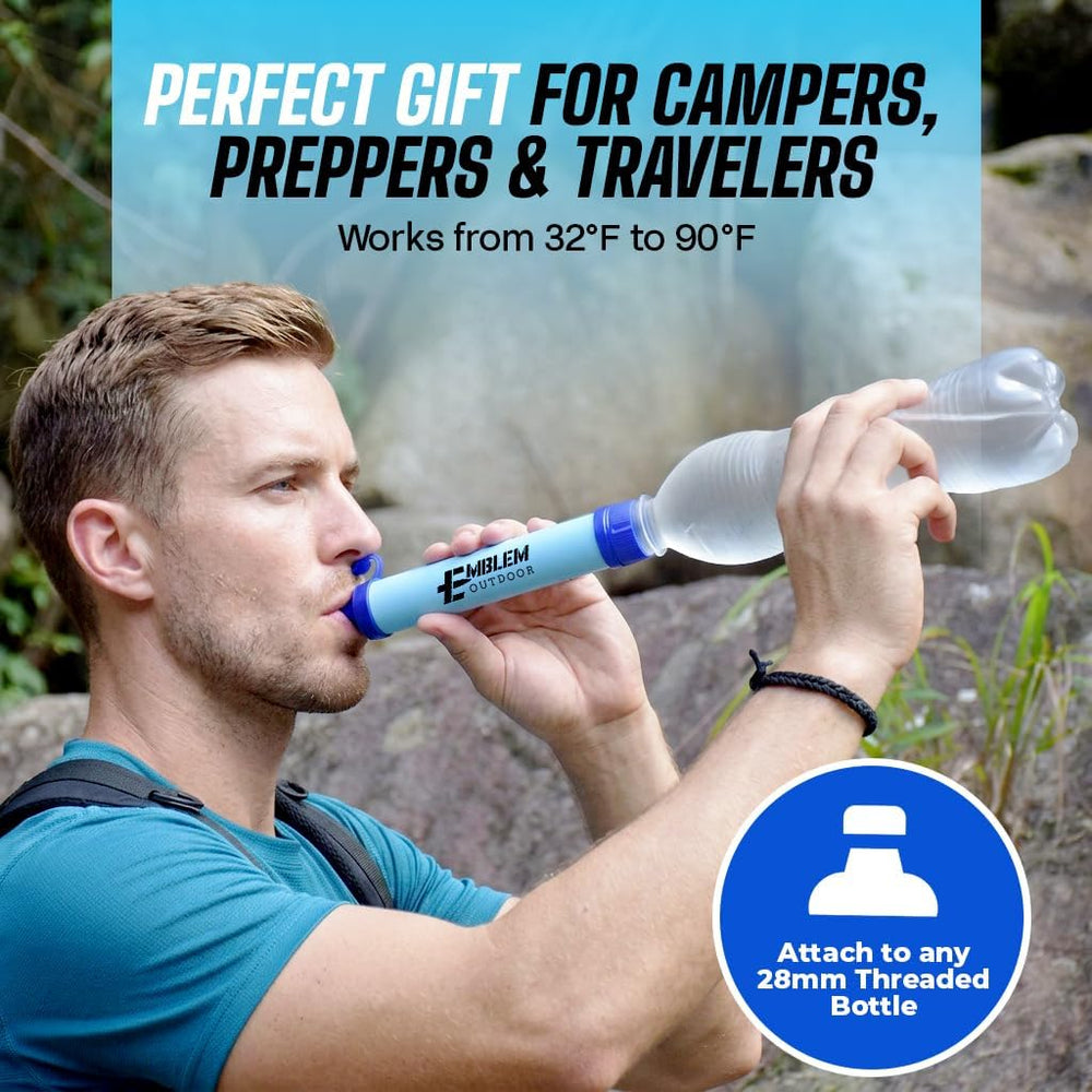 Portable Water Filter Straw 2-Pack for Camping & Emergency Prep