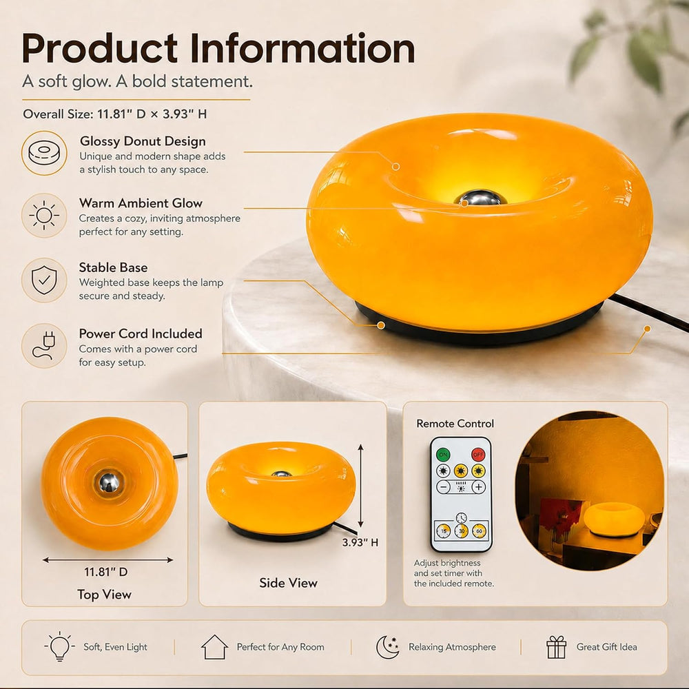 Orange Donut Table Lamp,Ambient Lighting Lamp,Aesthetic Room Decor