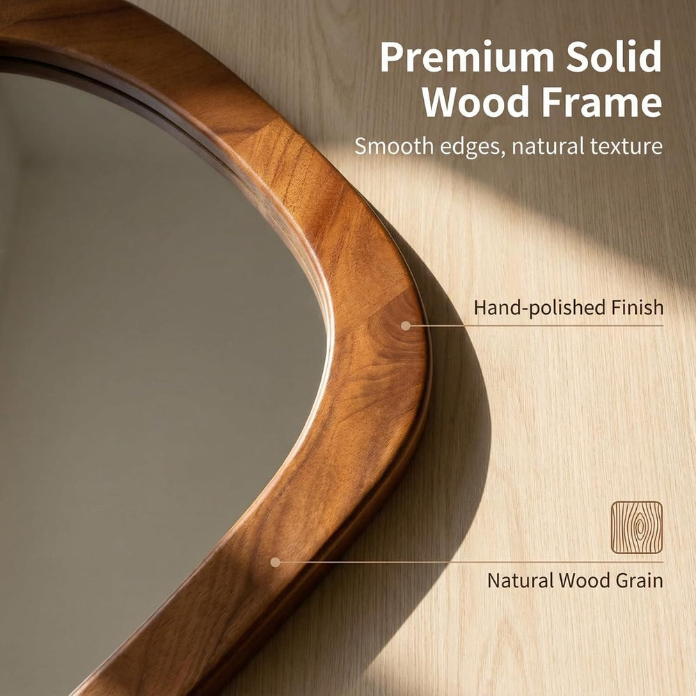 Full Length Irregular Wall Mirror, 60" x 22" Asymmetrical Wood Mirror