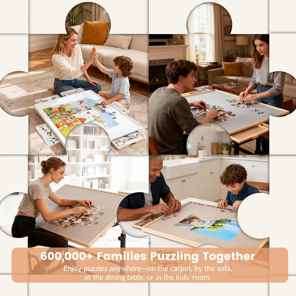 ALL4JIG 1500 Pieces Lightweight Rotating Plastic Puzzle Board with 6 Drawers ...