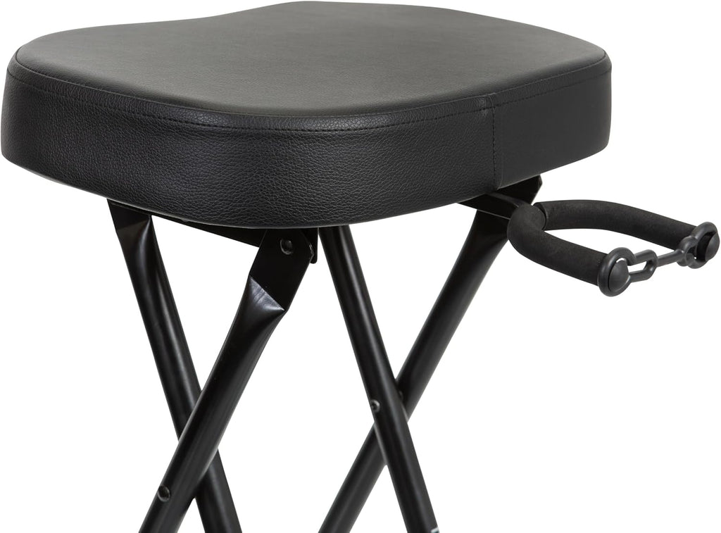 Gator Frameworks Foldable Guitar Stool with Padded Seat and Rear Mounted Guitar Hanger, (GFW-GTRSTOOL)