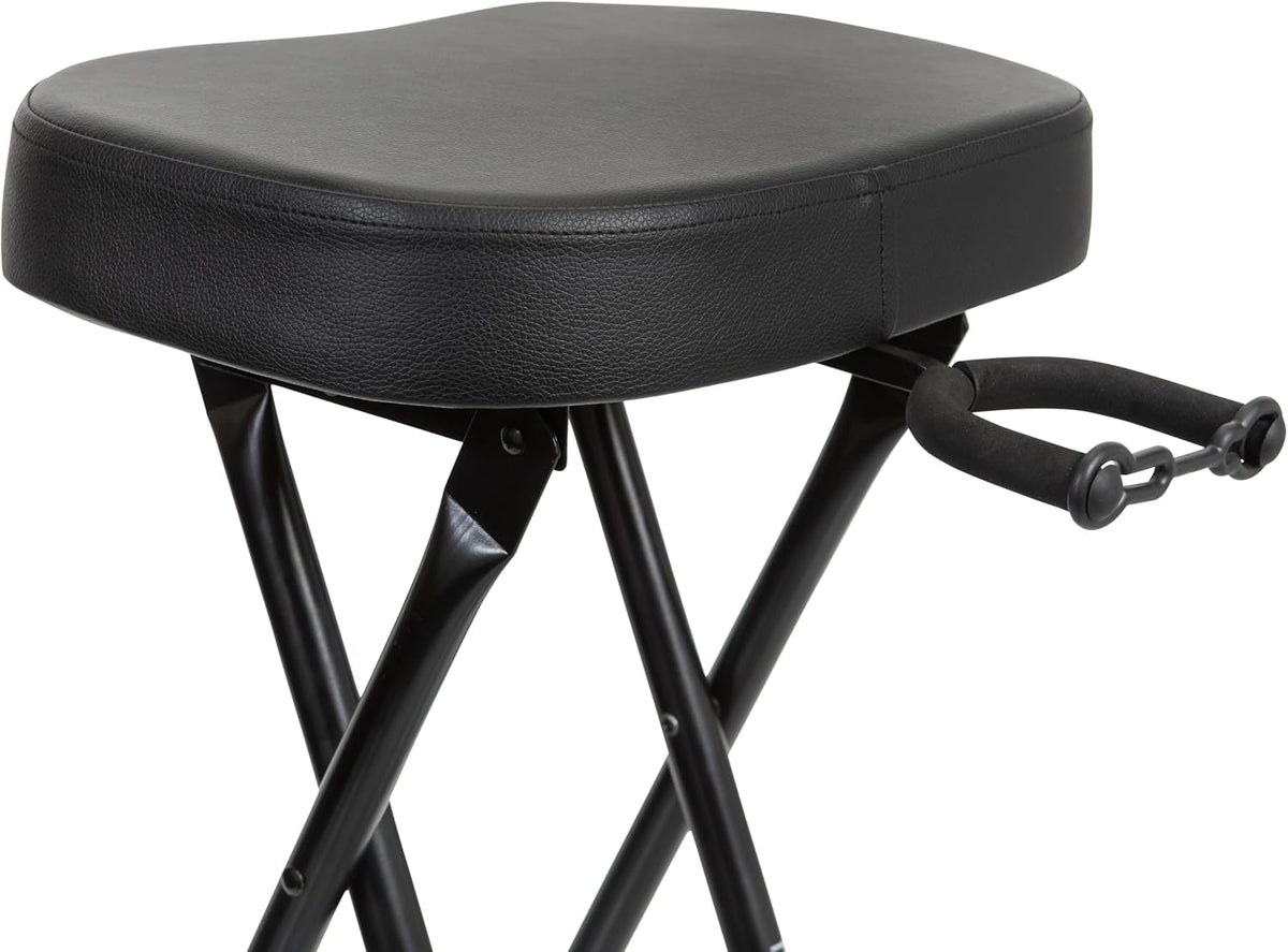 Gator Frameworks Foldable Guitar Stool with Padded Seat and Rear Mounted Guitar Hanger, (GFW-GTRSTOOL)