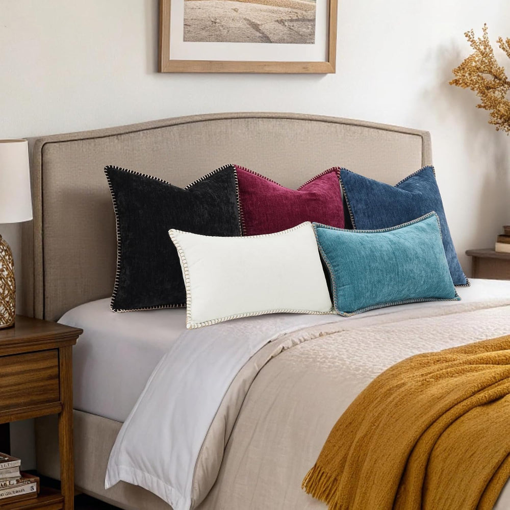 decorUhome Soft Chenille Throw Pillow Covers 24x24 Set of 2 Rhododendron