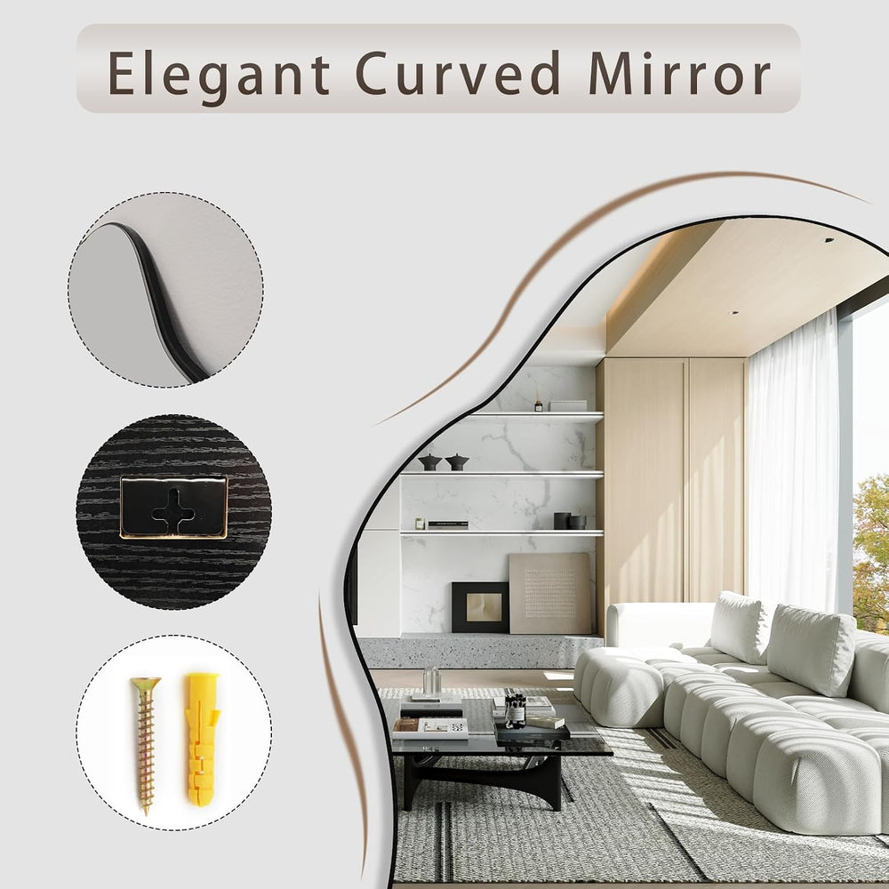 Irregular Wall Mirror, 22"x32" Wavy Cloud Bathroom Vanity Mirrors