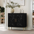 ARTPOWER Vintage Hollow Carving Accent Cabinet with 2 Doors for Living Room