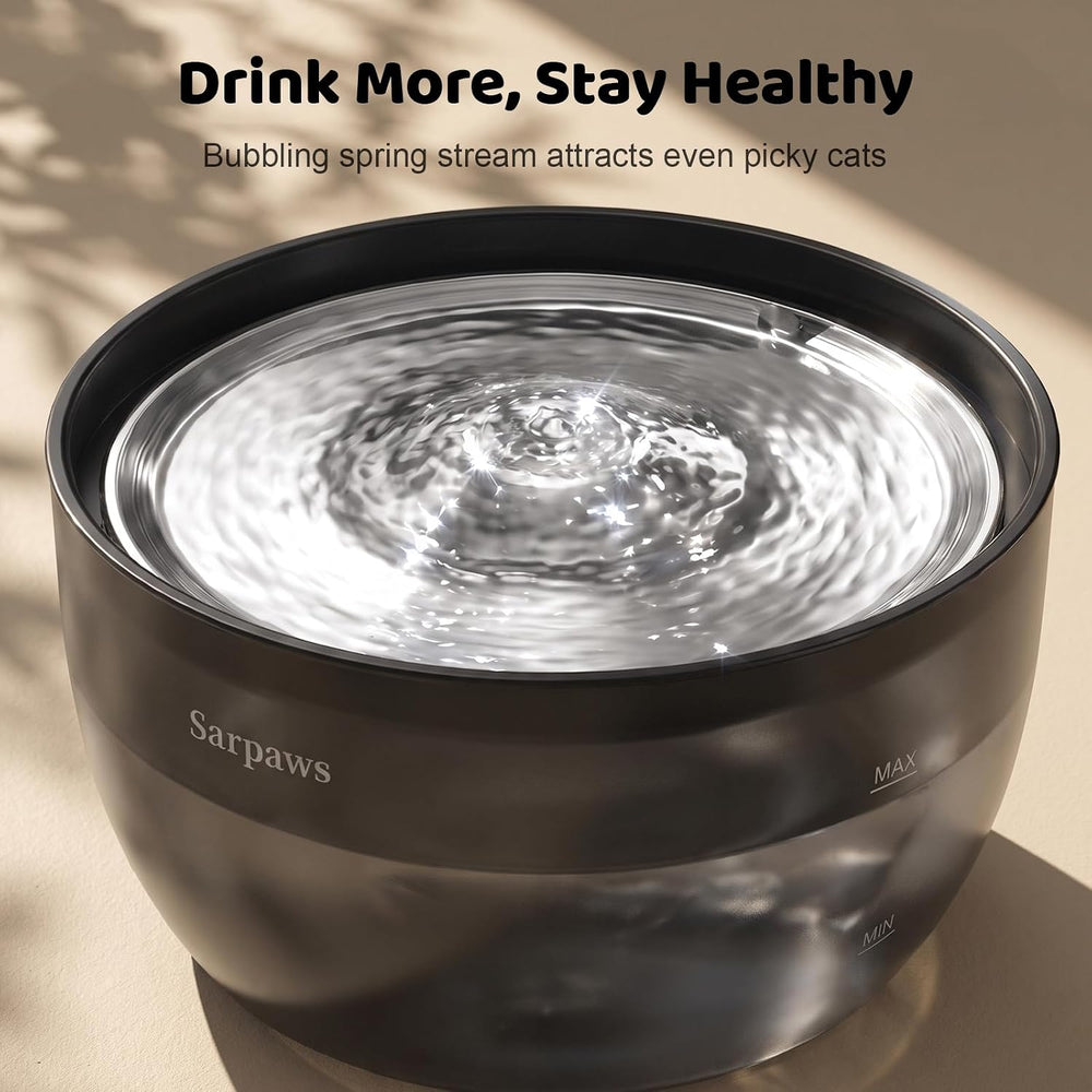 SARPAWS Cat Water Fountain Stainless Steel, 101oz/3L Automatic Pet Water Disp...
